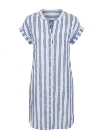 Quillan | Striped Button Front Shirt Dress