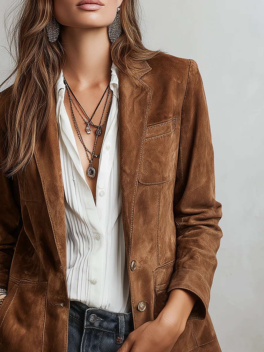 Salome | Notch Lapel Suede Blazer