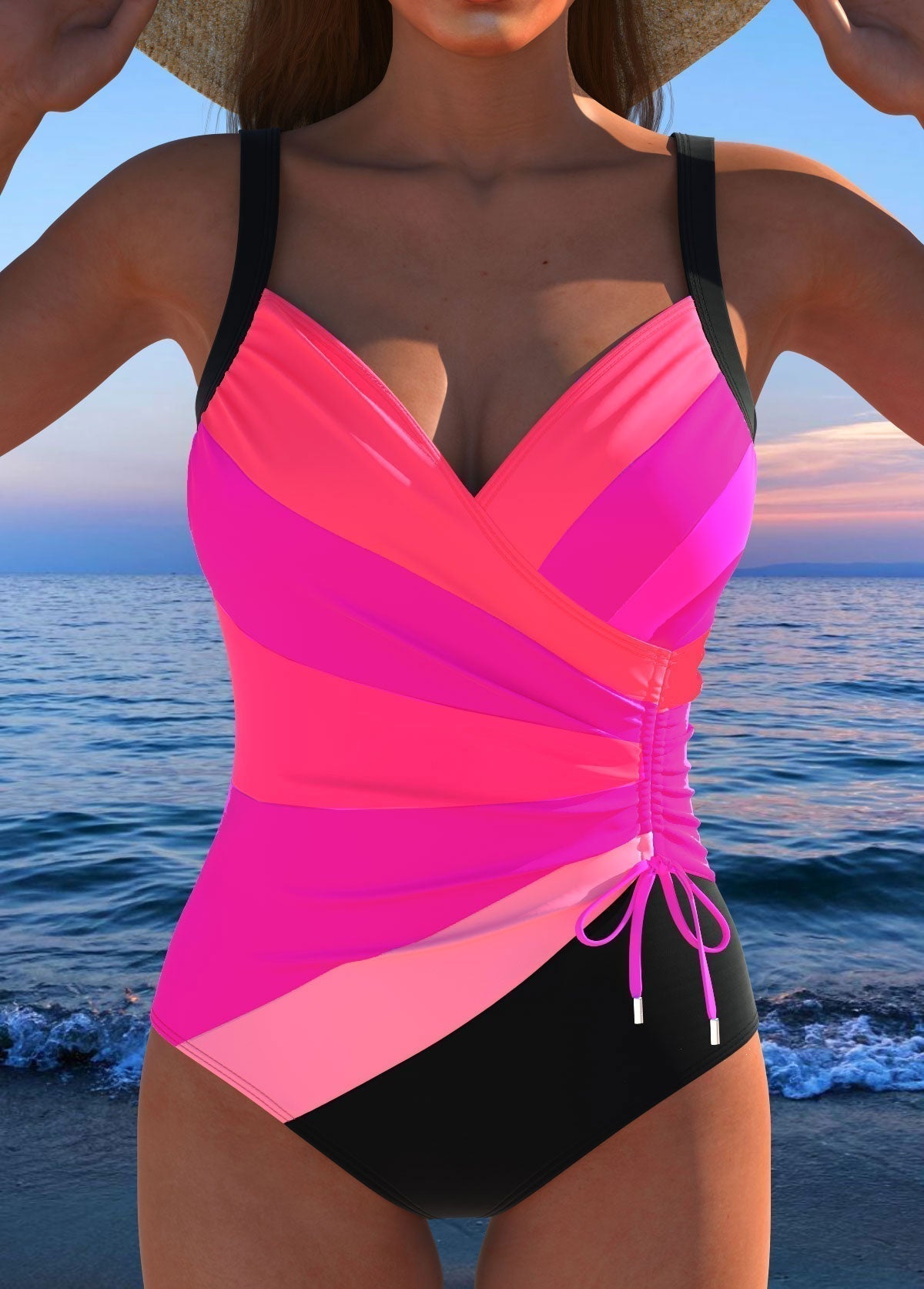 Zara | Multicolor Wrap Front One Piece Swimsuit