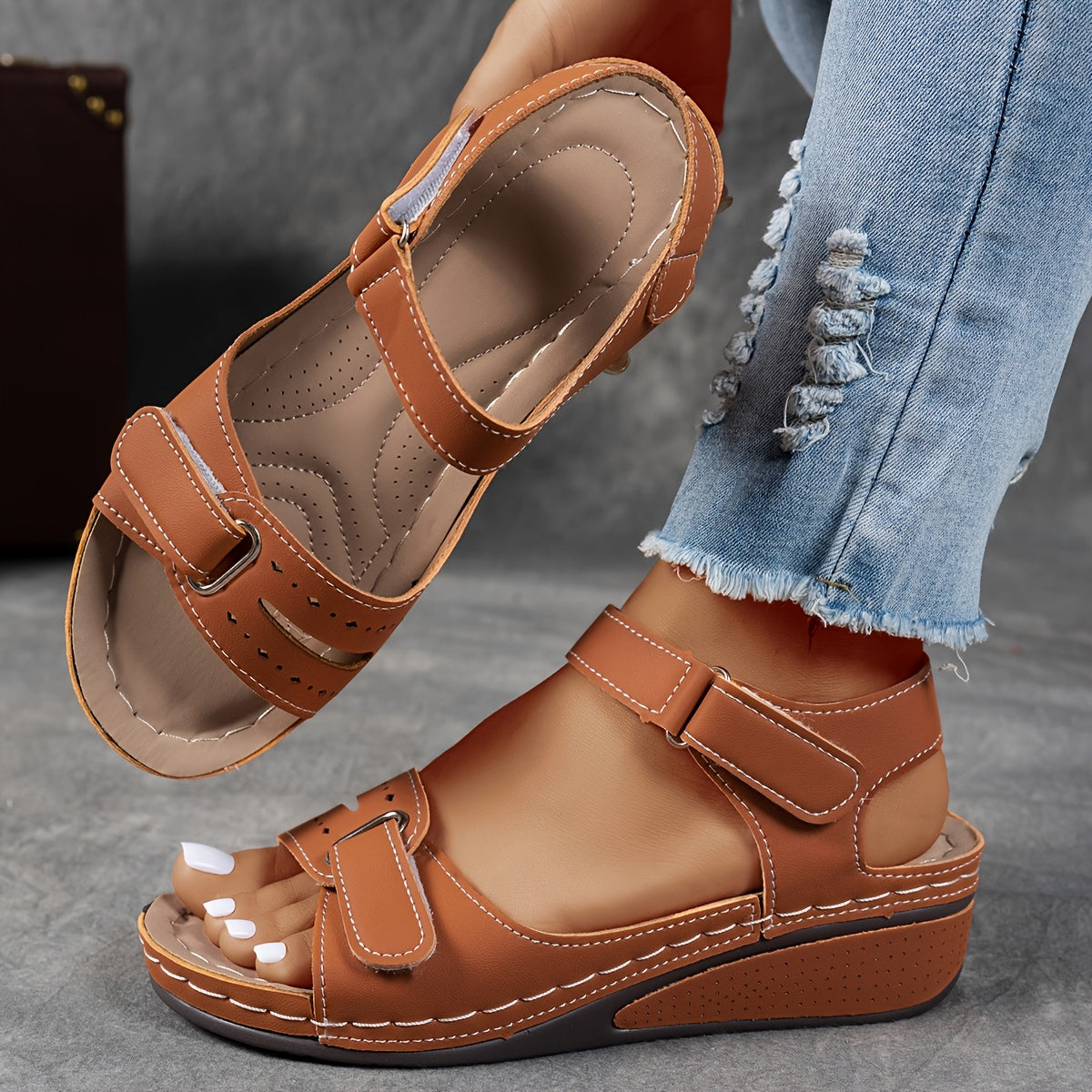 Zinnia | Cushioned Hook And Loop Sandals