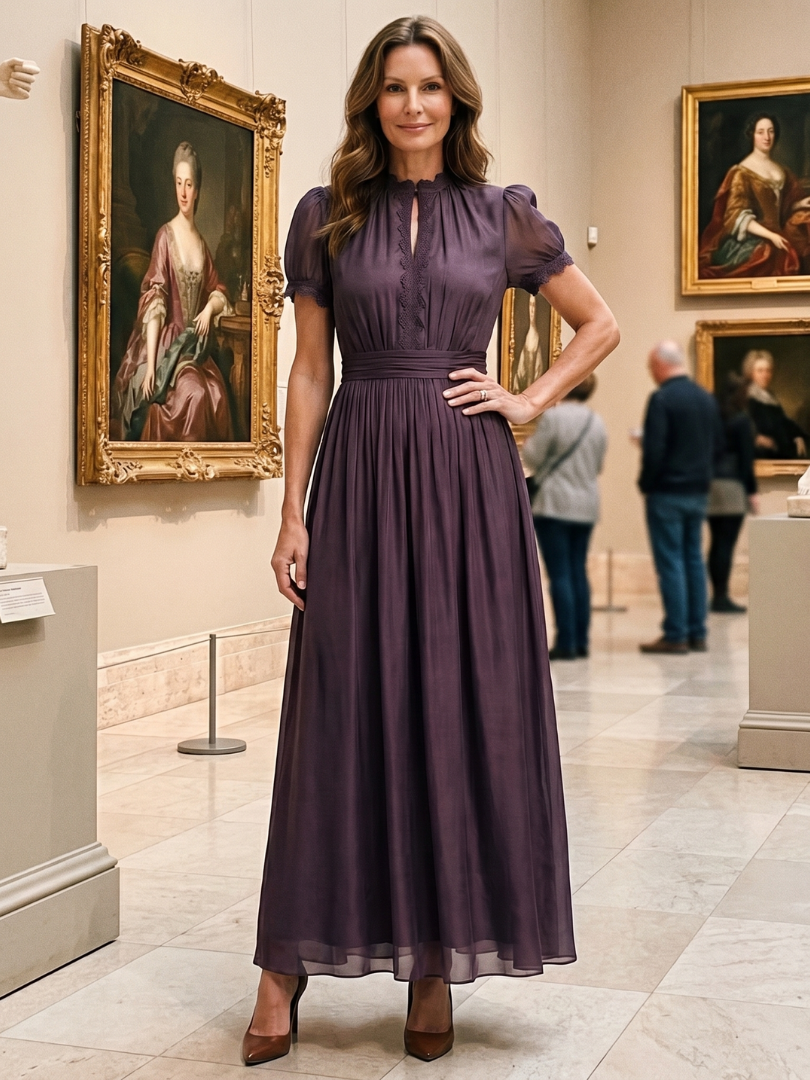 Zephralis | Puff Sleeve Gathered Evening Maxi Dress