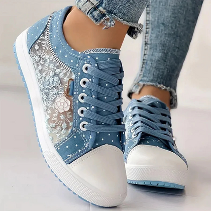 Lila | Floral Mesh Lace Up Sneakers