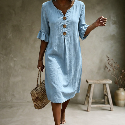 Calviera | Button Detail Denim Midi Dress