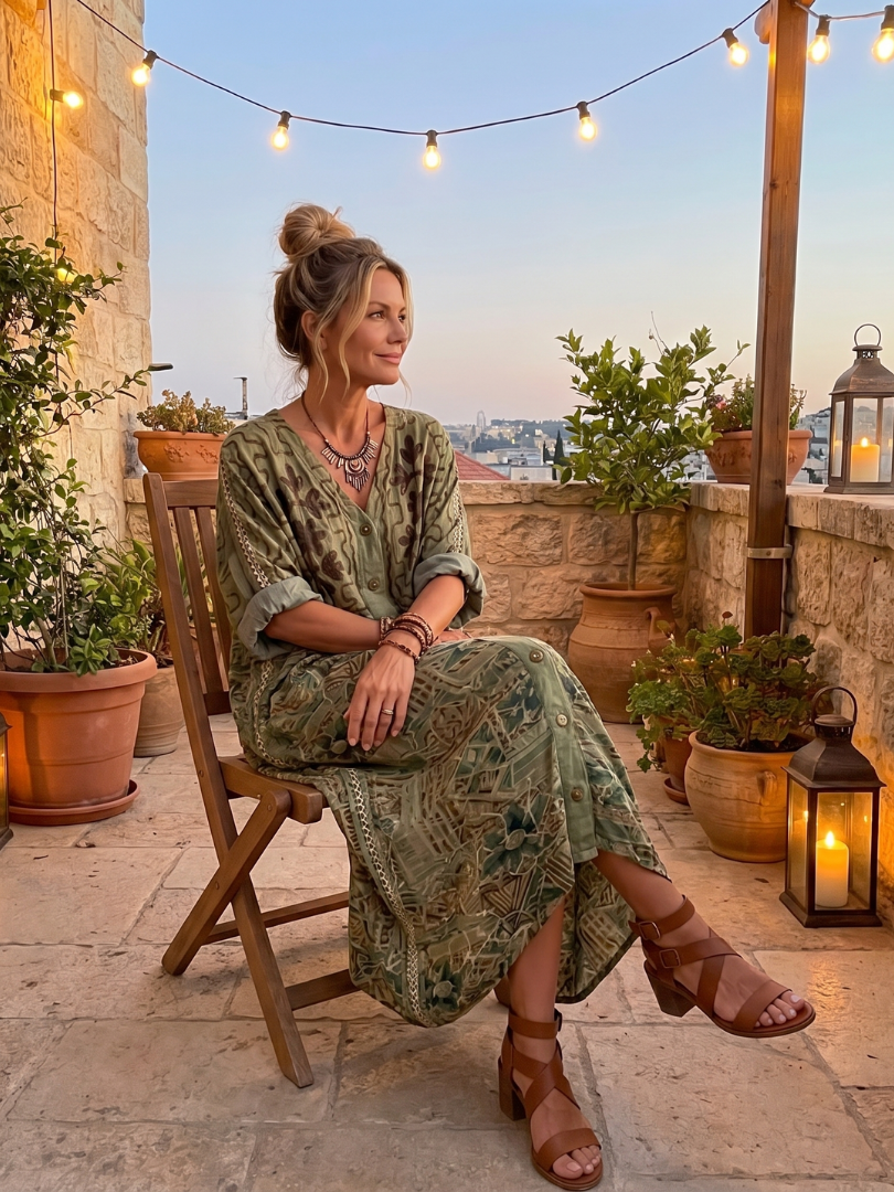 Elysara | Printed Button Front Lounge Dress