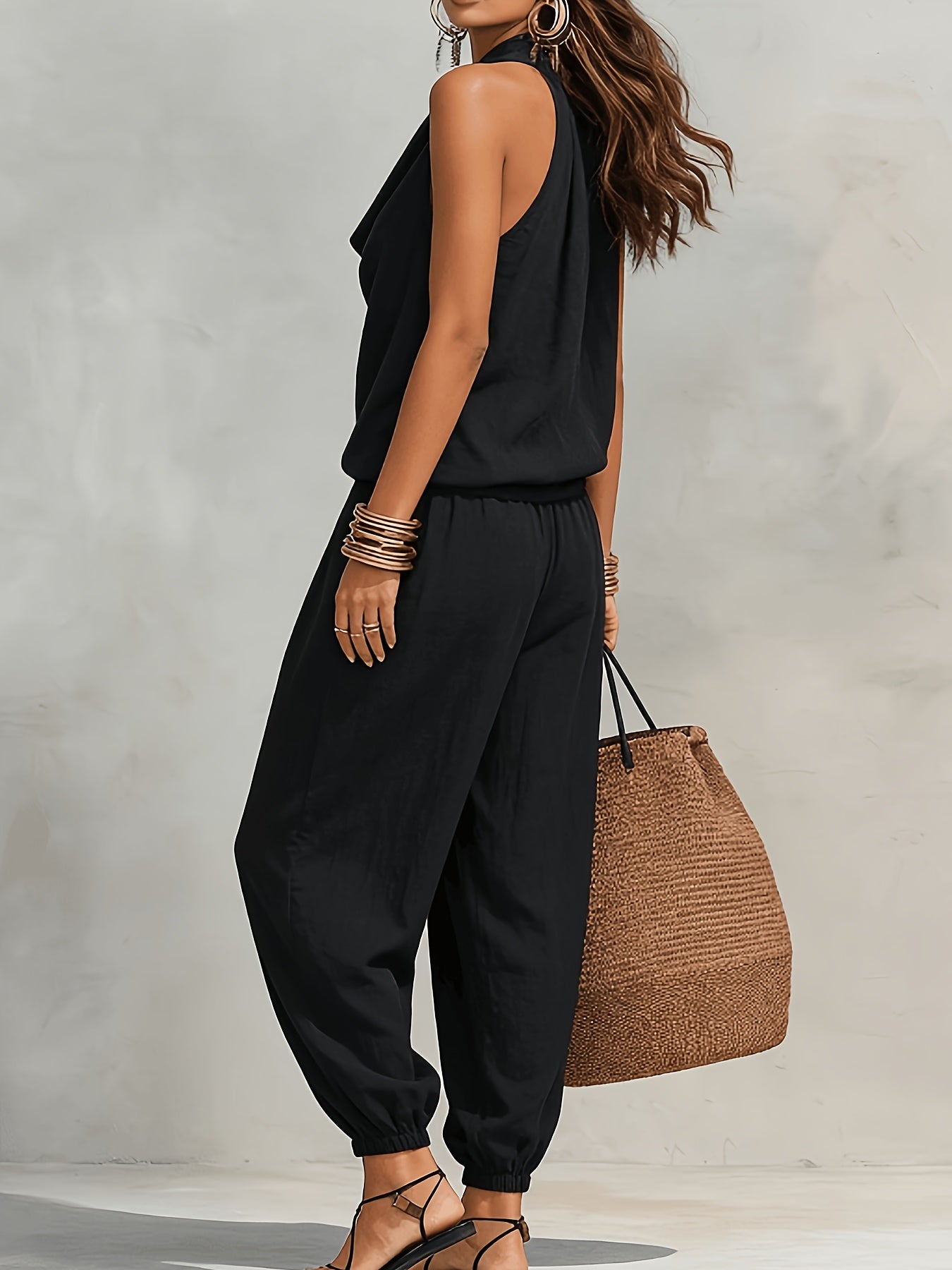 Nerine | Draped Halter Harem Jumpsuit