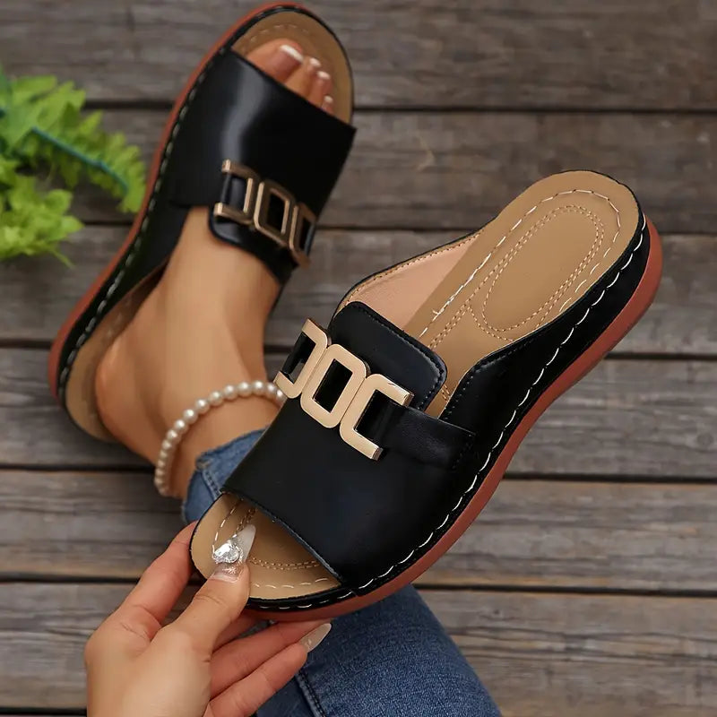 Zarevyn | Metal Accent Everyday Slip On Sandals