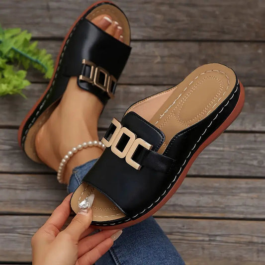 Zarevyn | Metal Accent Everyday Slip On Sandals