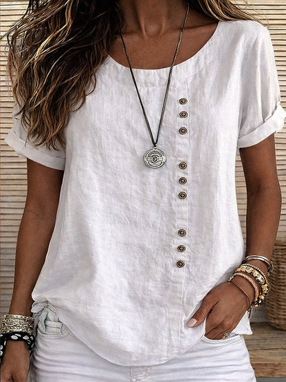 Elowise | Effortless Round Neck Casual Blouse