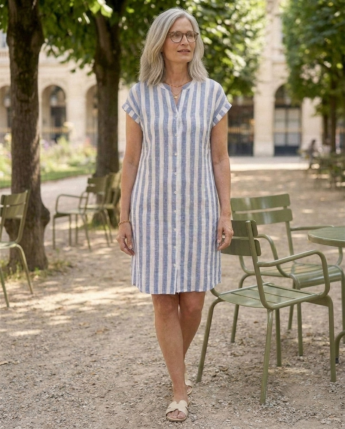 Quillan | Striped Button Front Shirt Dress