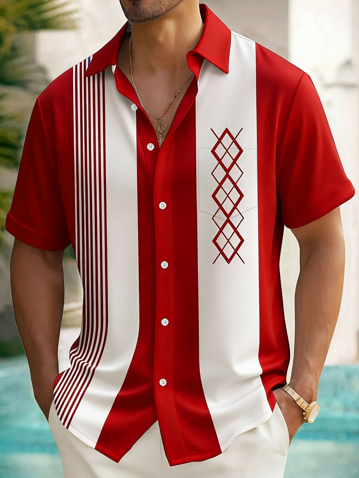 Blaxton | Geometric Panel Camp Collar Shirt