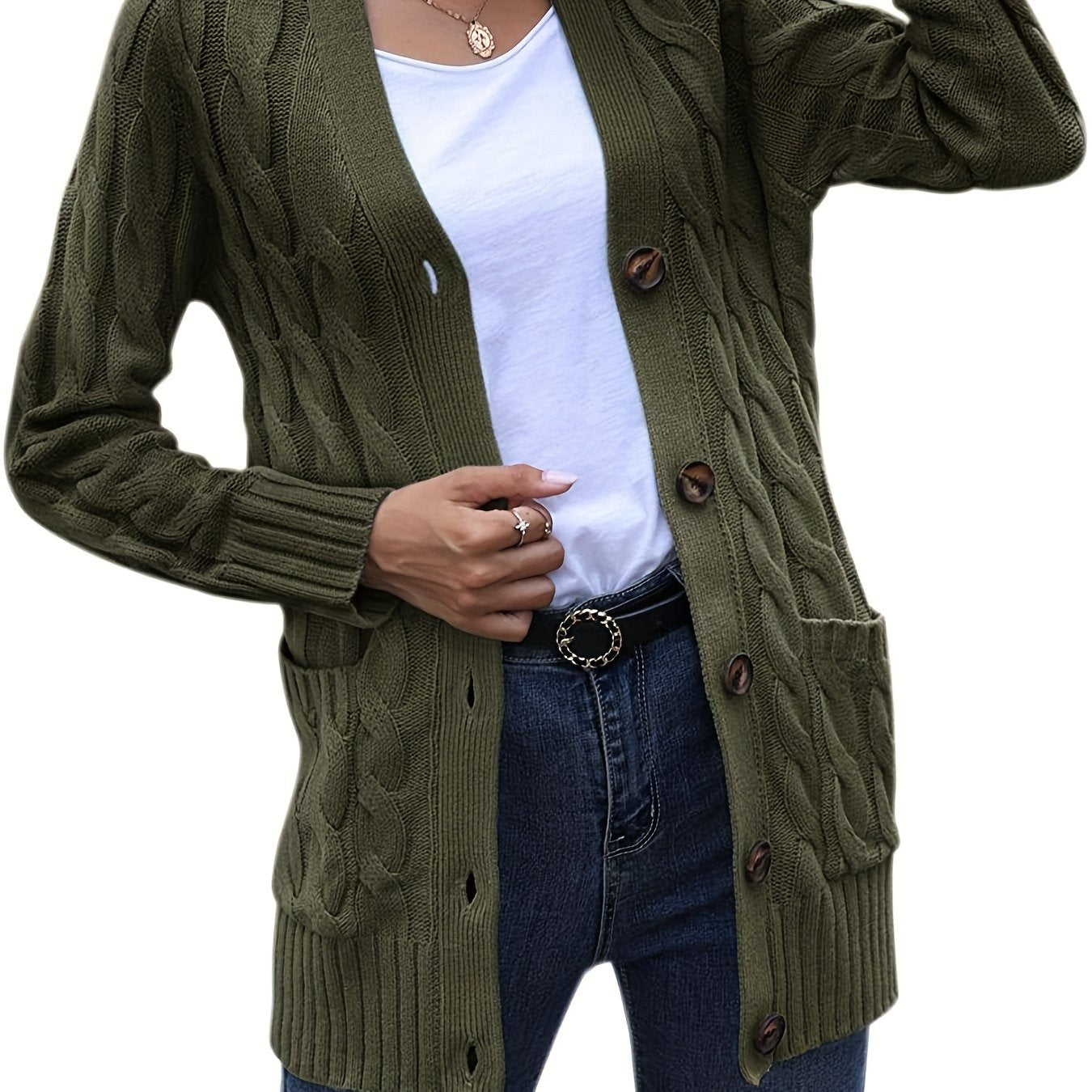 Briseis | Chunky Cable Pocket Cardigan