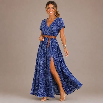 Paisleigh | Belted Paisley Maxi Dress