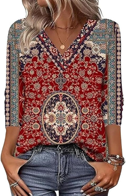 Cresselle | Ornate Mosaic Long Sleeve Blouse