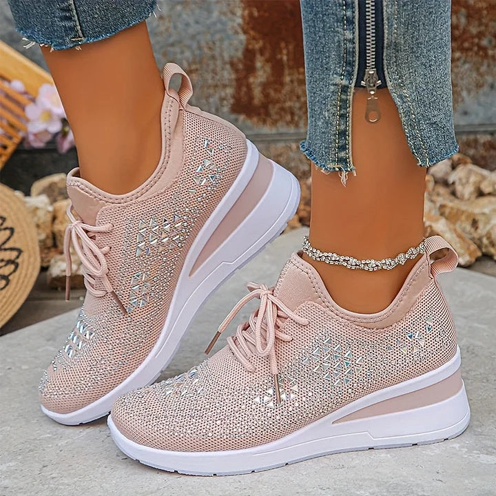 Kinsley | Rhinestone Knit Platform Sneakers