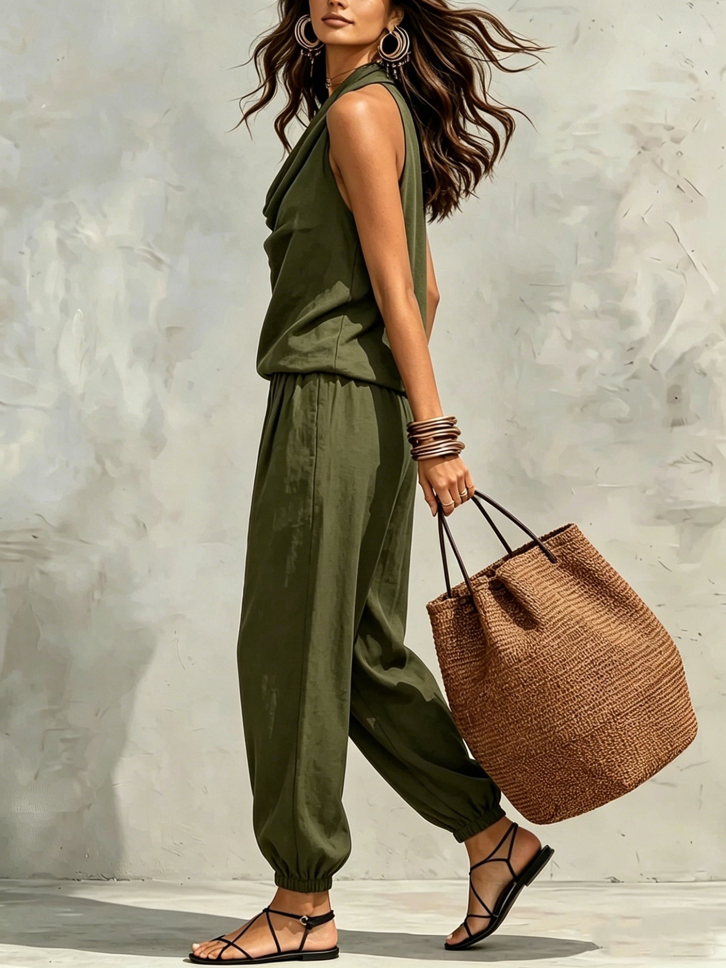 Nerine | Draped Halter Harem Jumpsuit