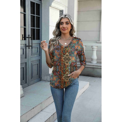 Cresselle | Ornate Mosaic Long Sleeve Blouse