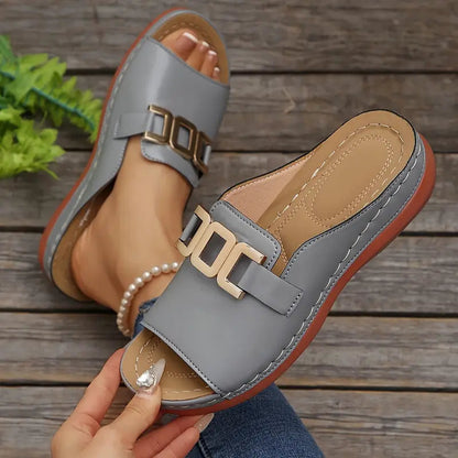 Zarevyn | Metal Accent Everyday Slip On Sandals