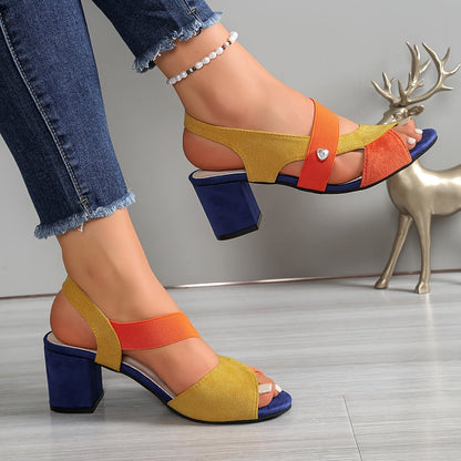 Hesper | Elastic Slingback Block Heel Sandals