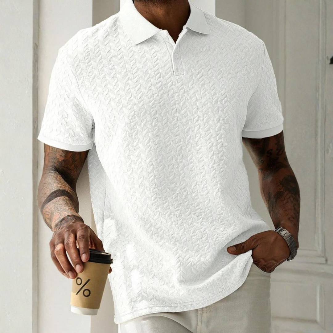 Selwyn | Refined Jacquard Knit Polo Shirt