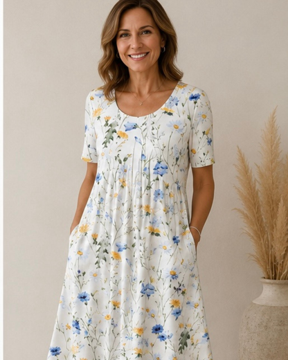Delavie | Bloom Print Pocket Midi Dress