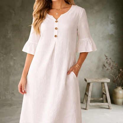 Calviera | Button Detail Denim Midi Dress