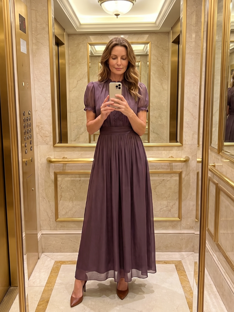 Zephralis | Puff Sleeve Gathered Evening Maxi Dress