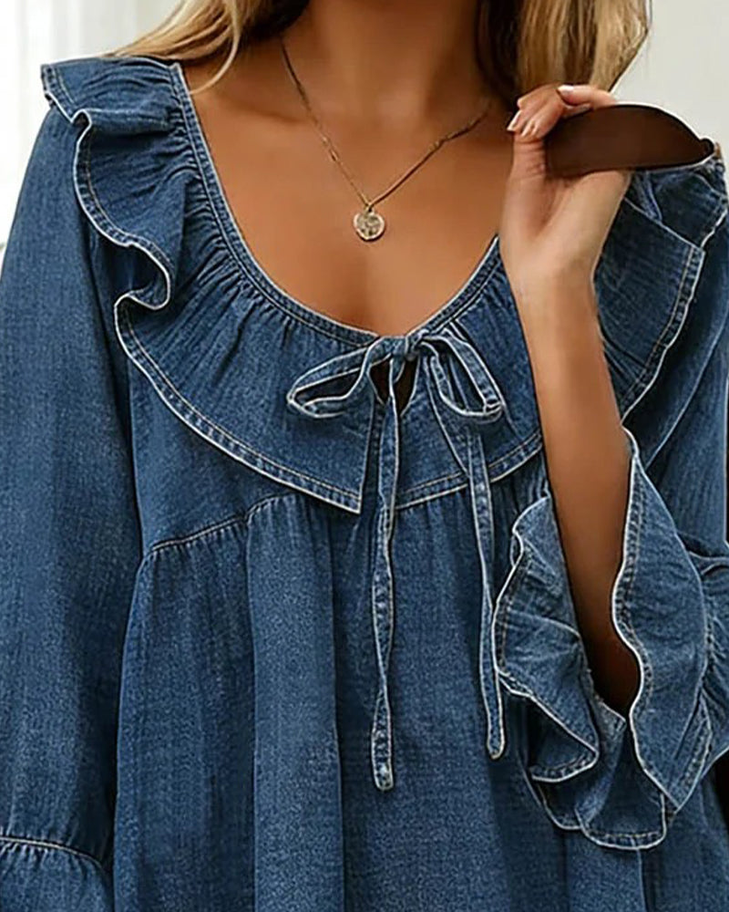 Talia | Relaxed Fit Ruffle Neck Blouse
