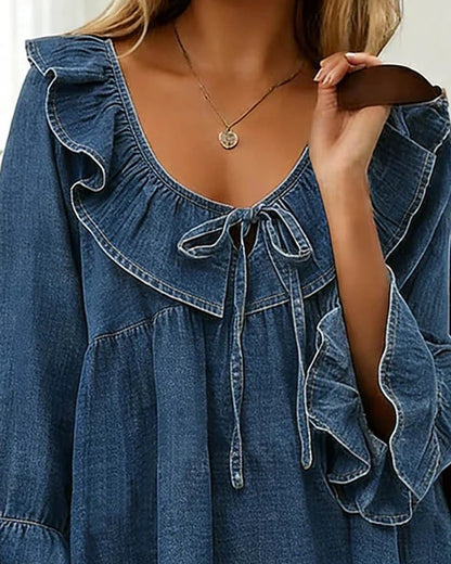 Talia | Relaxed Fit Ruffle Neck Blouse