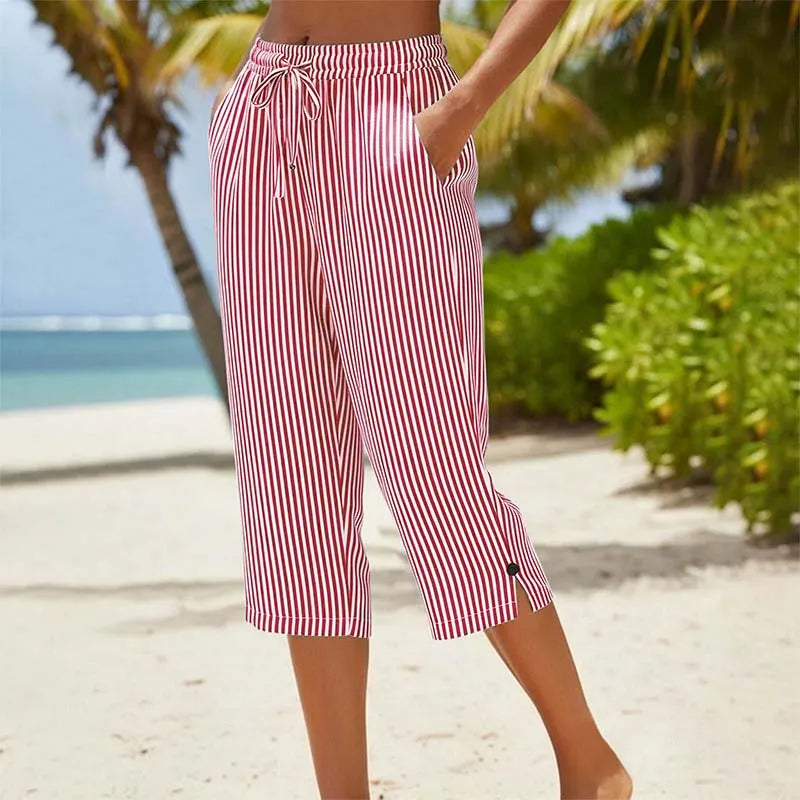 Avenleigh | Striped Drawstring Capri Trousers