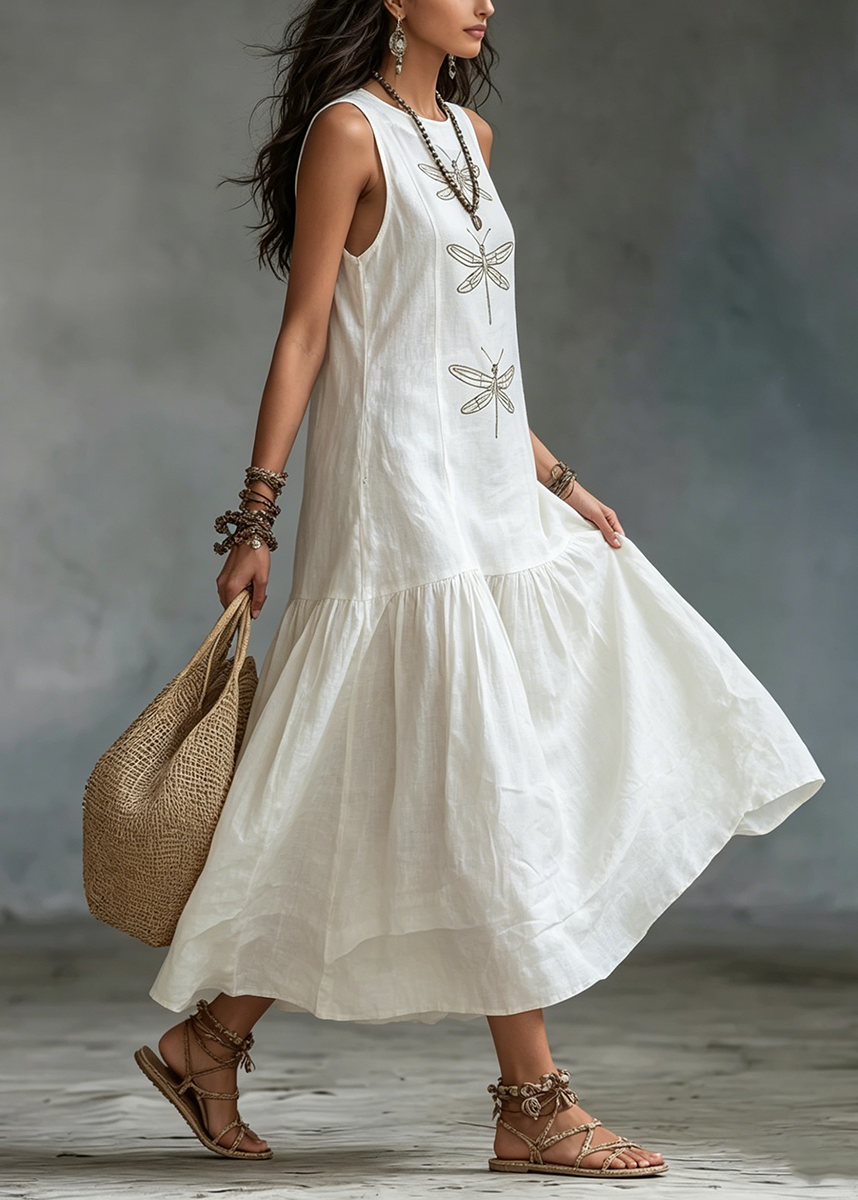 Brinora | Sleeveless Tiered Linen Dress