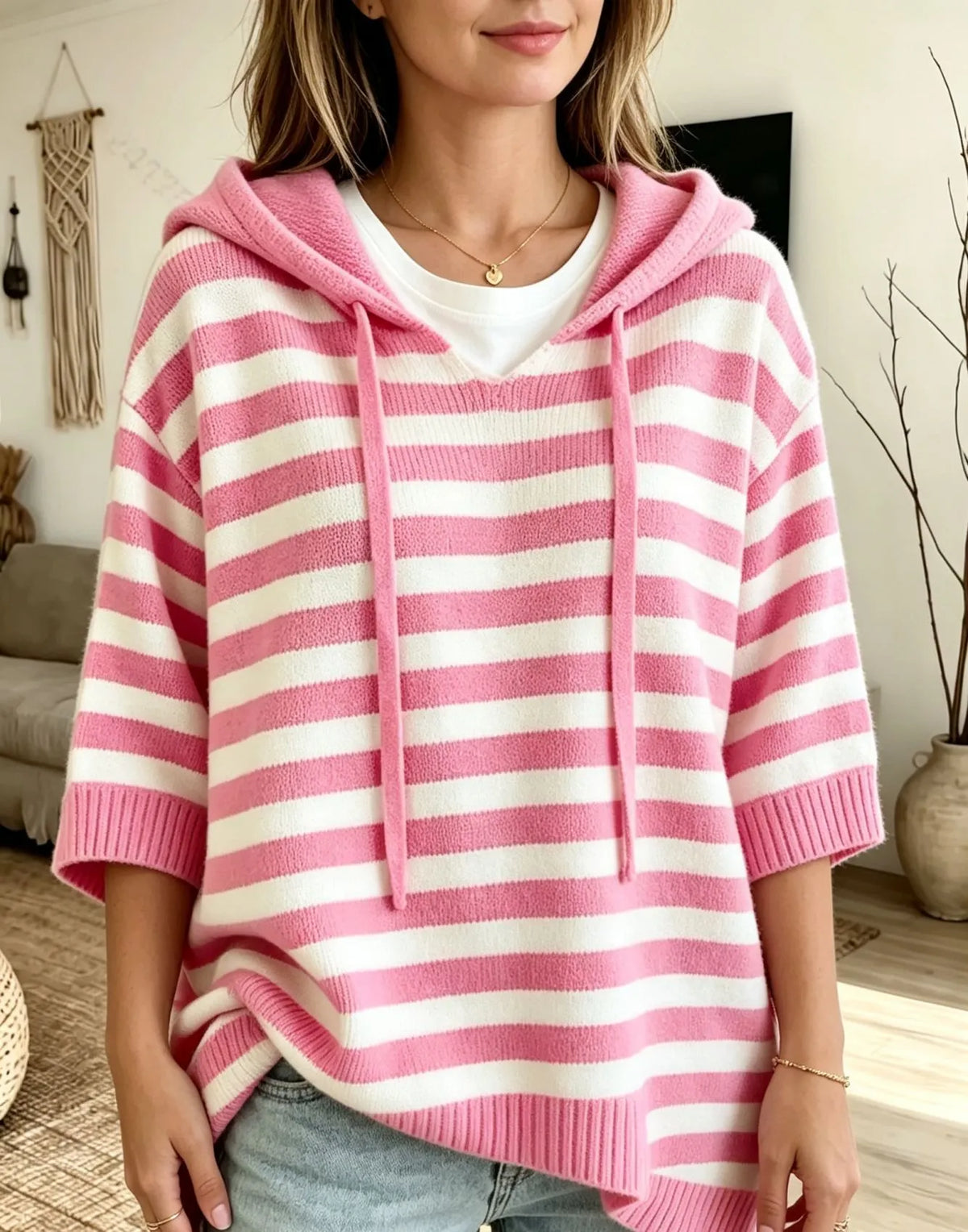 Cressina | Casual Striped Hooded Sweater