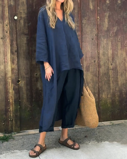 Tamsina | Coastal Linen Layered Pants Set
