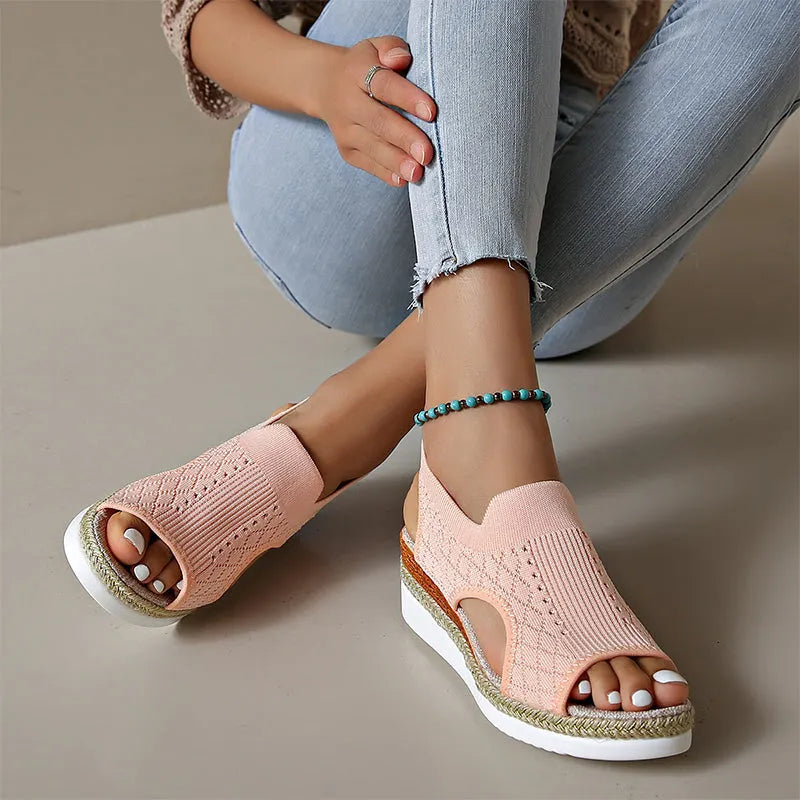 Amandelle | Breathable Knit Comfort Sandals