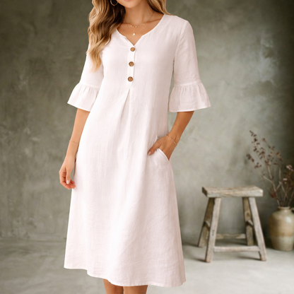 Calviera | Button Detail Denim Midi Dress