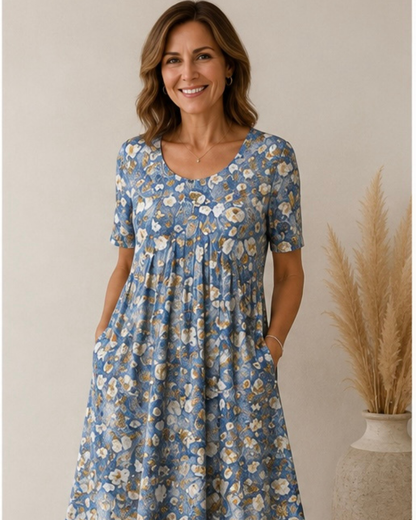Delavie | Bloom Print Pocket Midi Dress