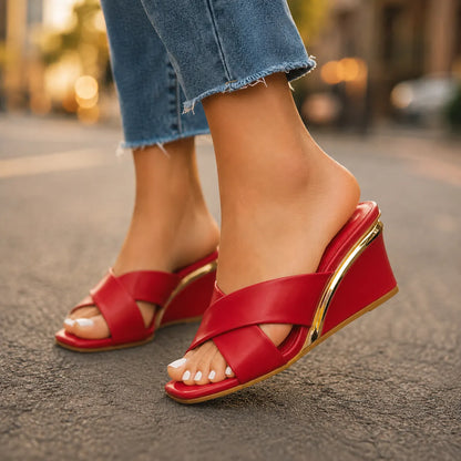 Verity | Chic Cross Strap Slide Sandals