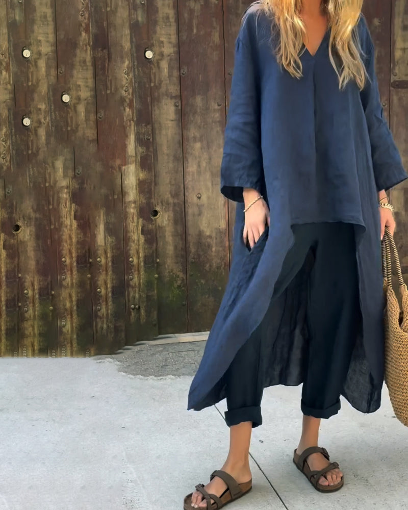 Tamsina | Coastal Linen Layered Pants Set