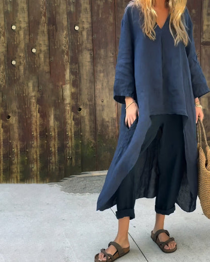 Tamsina | Coastal Linen Layered Pants Set