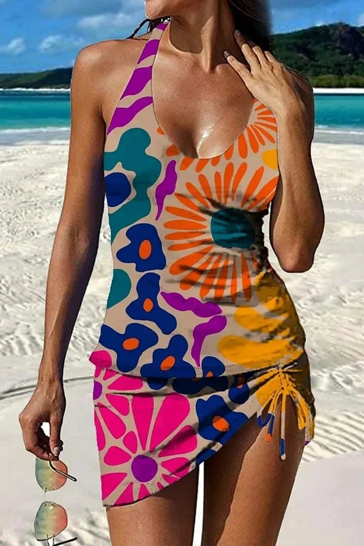 Liora | Abstract Floral Tankini Swim Set