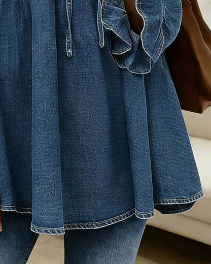 Talia | Relaxed Fit Ruffle Neck Blouse