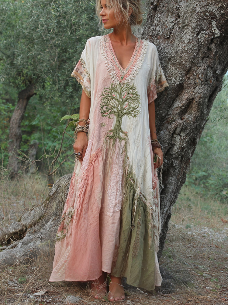Tahlia | Artistic Tree Print Maxi Dress