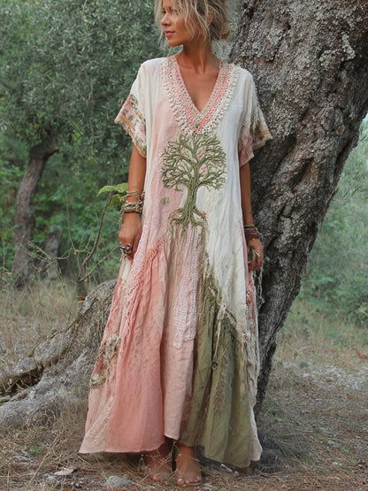 Tahlia | Artistic Tree Print Maxi Dress