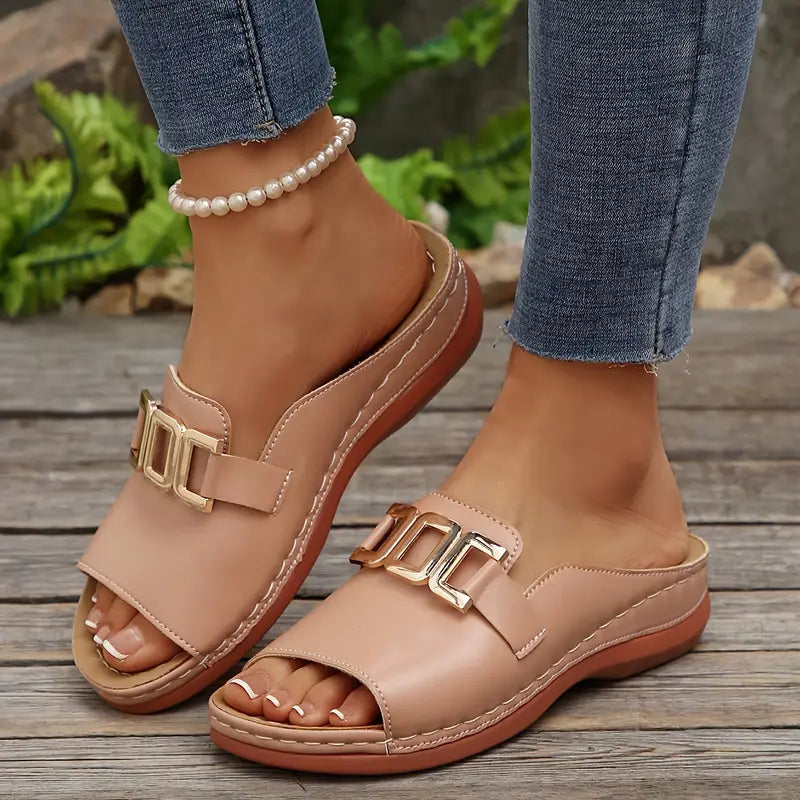 Zarevyn | Metal Accent Everyday Slip On Sandals