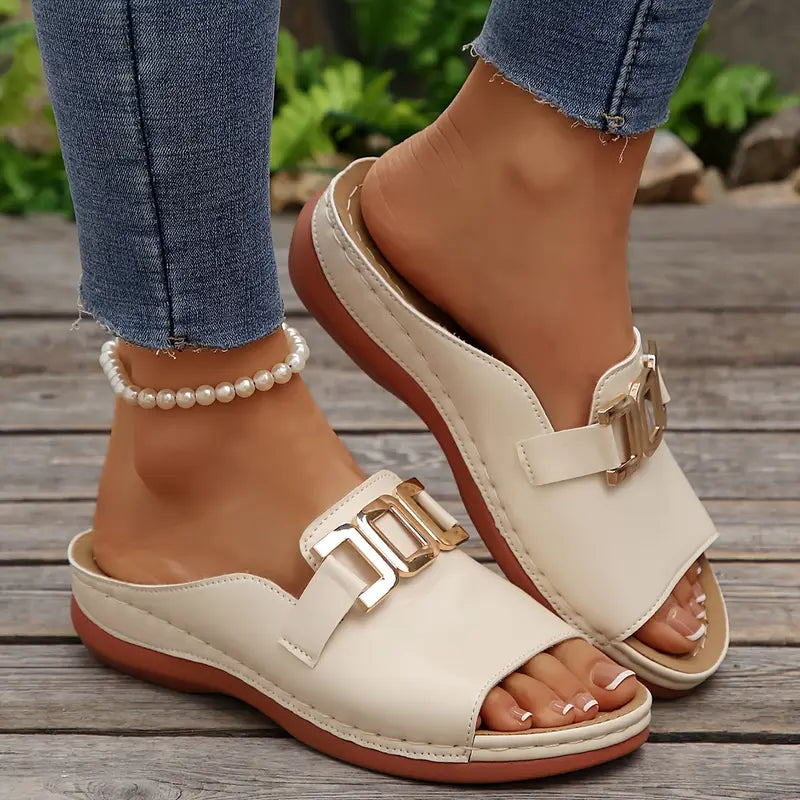 Zarevyn | Metal Accent Everyday Slip On Sandals