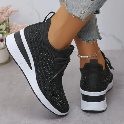 Kinsley | Rhinestone Knit Platform Sneakers