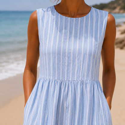 Isolde | Sleeveless Stripe Midi Dress
