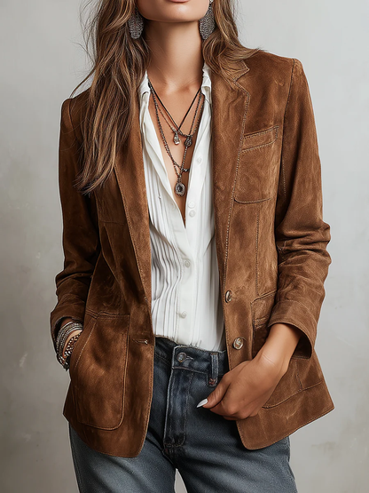 Salome | Notch Lapel Suede Blazer