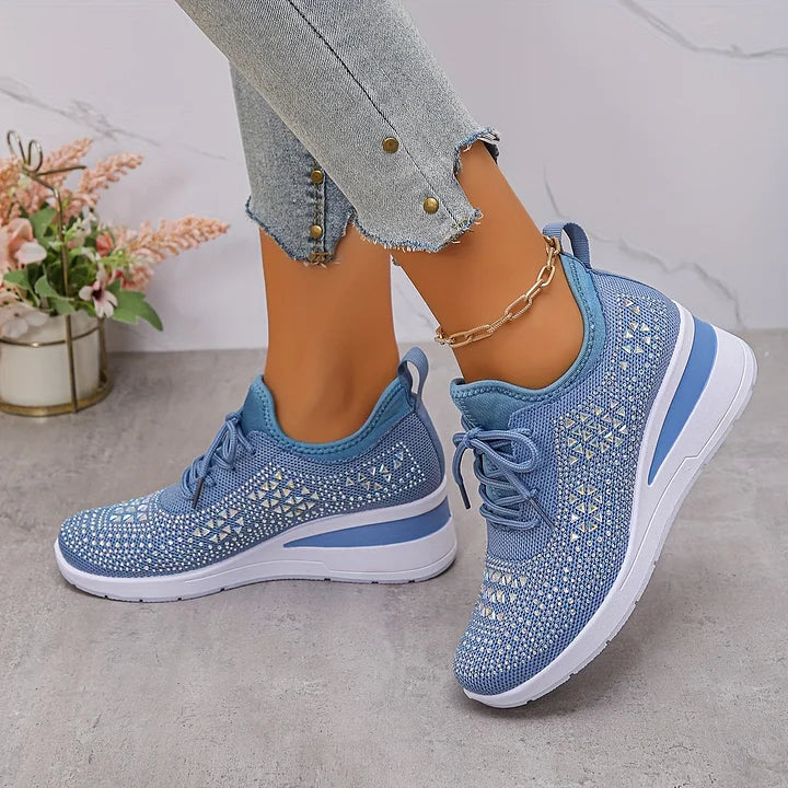 Kinsley | Rhinestone Knit Platform Sneakers
