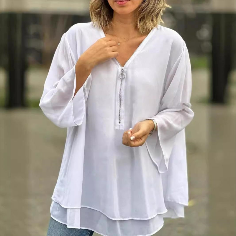 Delavine | Relaxed Zip Neck Blouse