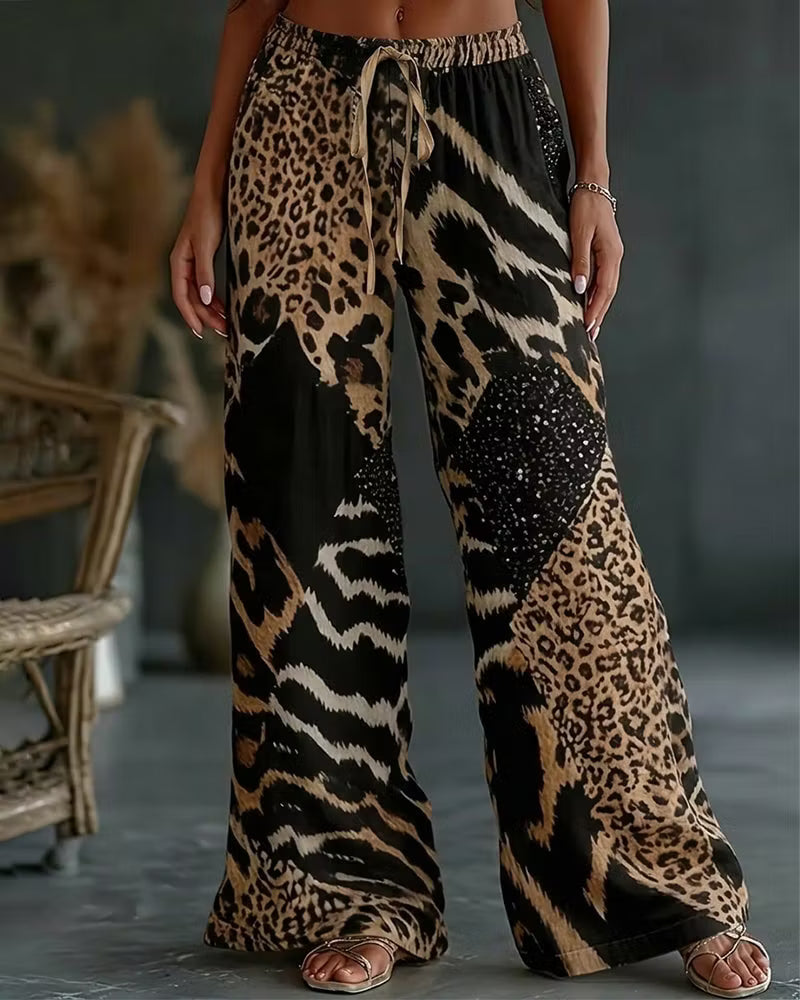Vionelle | Animal Print Palazzo Pants